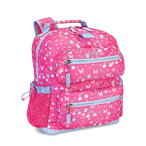 Bentgo Kids Backpack - Lightweight 14” Backpack in Fun Prints for School, Travel, & Daycare, Ideal for Ages 4+, Roomy Interior, Durable & Water-Resistant Fabric, & Loop for Lunch Bag (Rainbows)