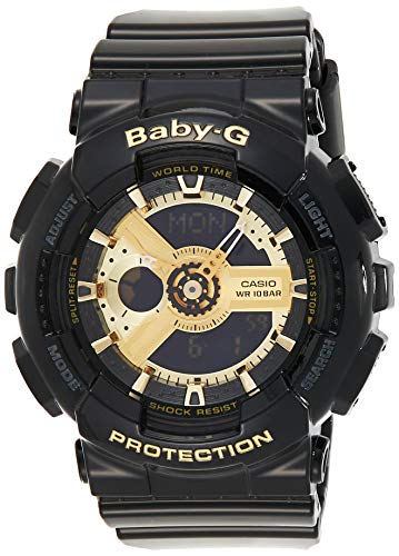 Casio Women's BA-110-1ACR Baby-G Goldtone Analog-Digital Display and Black Resin Strap Watch