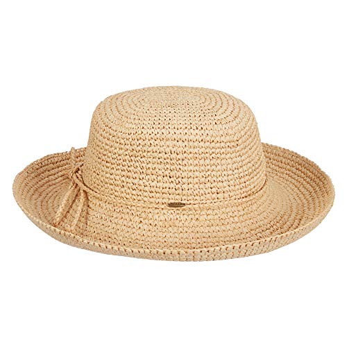 Scala Women's Crocheted Packable Raffia Hat,Natural,57cm