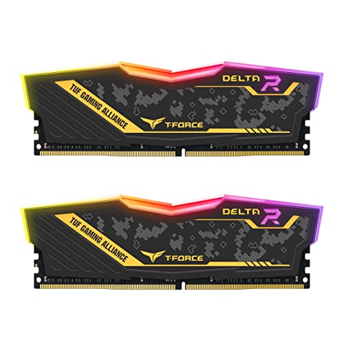 TEAMGROUP T-Force Delta TUF Gaming Alliance RGB DDR4 32GB (2x16GB) 3200MHz (PC4-25600) CL16 Desktop Gaming Memory Ram TF9D432G3200HC16FDC01