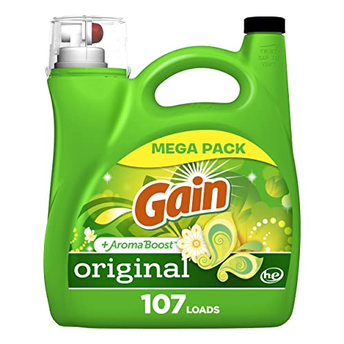 Gain + Aroma Boost Laundry Detergent Liquid, Original Scent, 107 Loads, 154 fl oz, HE Compatible Laundry Soap with Febreze and Oxi