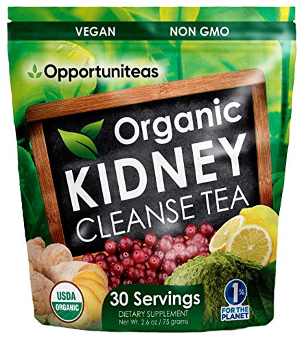 Opportuniteas Organic Kidney Detox Tea- Matcha Green Tea, Cranberry, Lemon & Ginger. 4 Cleansing Superfoods for Drinks. Detox Cleanse & Organic Energy Drink, Vegan & Non-GMO - 30 Servings