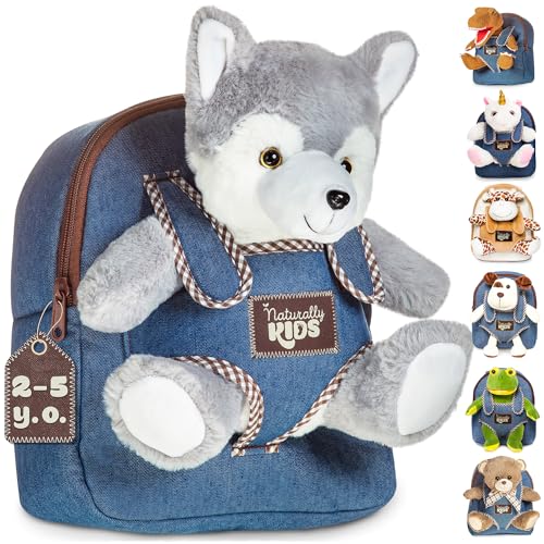 Wolf Backpack, Wolf Toys for Girls Boys, Wolf Stuffed Animal, Husky Toy for Kids