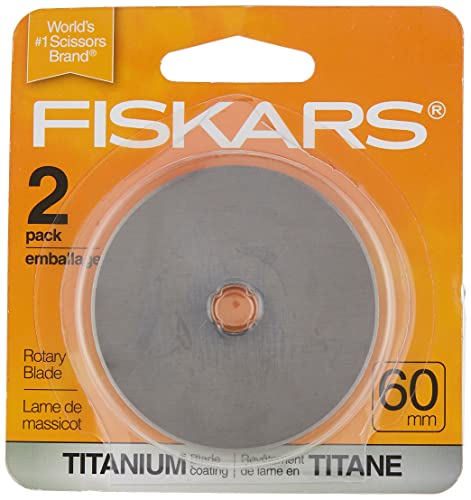 Fiskars 60mm Titanium Rotary Blades (2 Pack) - Rotary Cutter Blade Replacement - Crafts, Sewing, and Quilting Projects - Silver