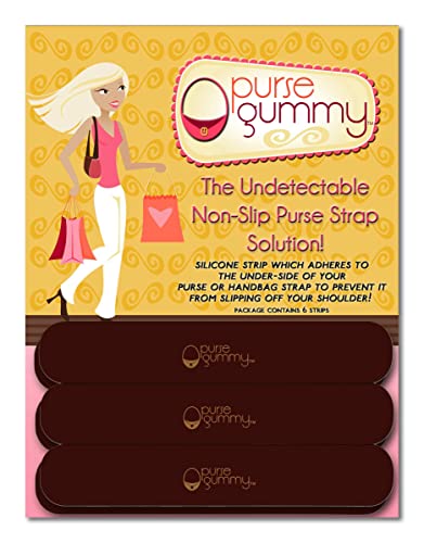 Purse Gummy Stop Strap Slips - Non Slip Grip Strip Pad for Handbag Straps - Shoulder Bag, Tote bag, Diaper Bag Cushion Accessory - SET of 6 PIECES