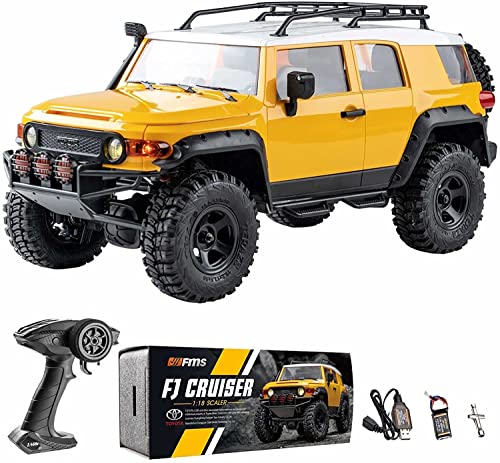 WOWRC FMS 1:18 Toyota FJ Cruiser Official RTR Remote Control Car RTR Vehicle Models with Intelligent Lighting 3-Ch 2.4GHz Transmitter for Adults Kids (FJ Cruiser)