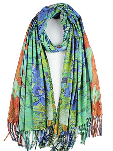 Umjetnost Soft Cashmere Feel Scarf For Women Fashion Art Print Long Warm Scarves Large Shawl Wrap Monet Klimt Van Gogh Painted Gifts (C02)