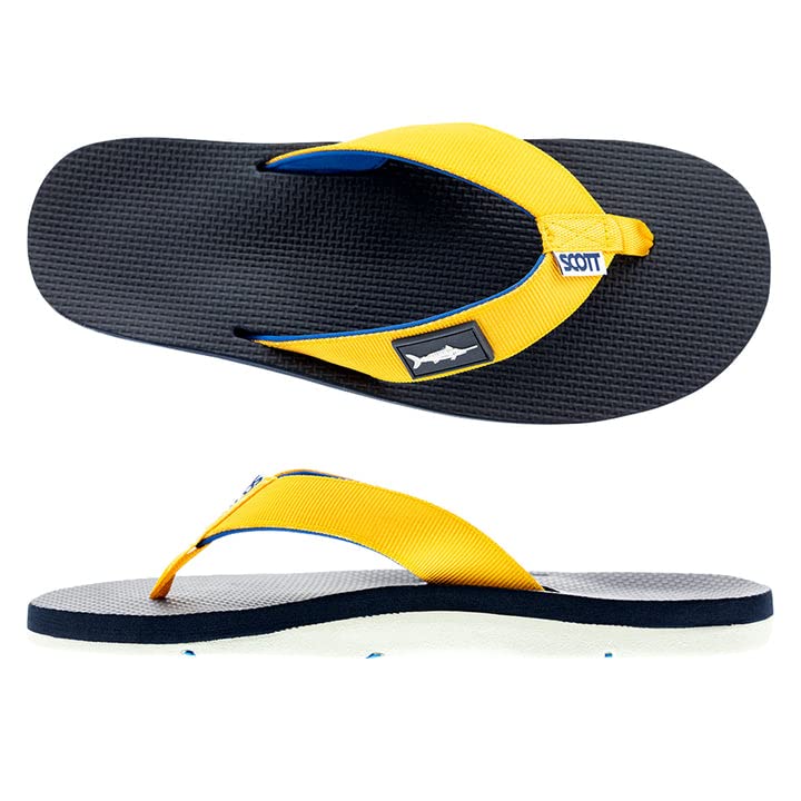 Scott Hawaii Marine Flip Flop | Marlin Fish Flag on Strap | White Non-Marking Outsole | No-Slip Boat Sandal | Arch Support