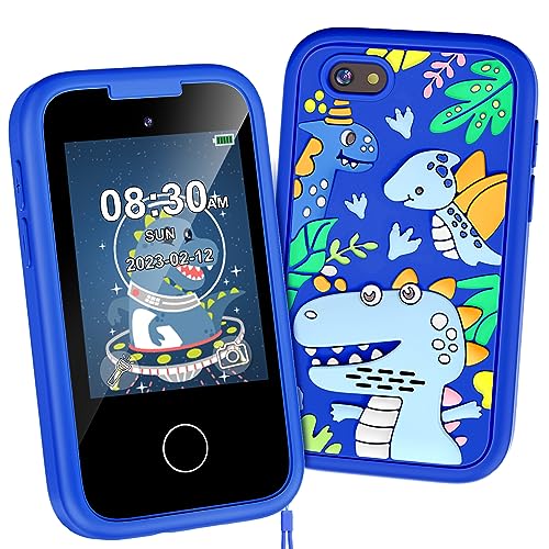 Kids Smart Phone for Boys, Christmas Birthday Gifts for Boy Girl Age 3-10 Kids Toys Cell Phone, 2.8' Touchscreen Toddler Learning Play Toy Phone with Dual Camera, Game, Music Player, 8G SD Card (Blue)