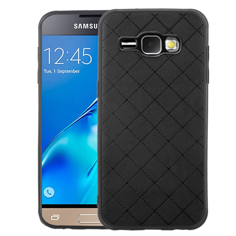 ELISORLI Compatible with Samsung Galaxy J1 2016/Amp 2/Express 3/Luna Case Rugged Thin Slim Cell Accessories Anti-Slip Fit Rubber TPU Mobile Phone Soft Cover for Glaxay Amp2 SM-J120A Women Men Black