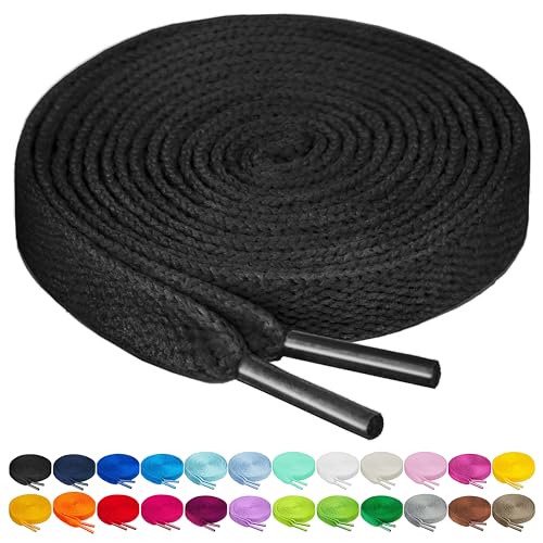 Birch Shoelaces in 27 Colors Flat 5/16' Shoe Laces in 4 Different Lengths (29.5' (75cm), Black)