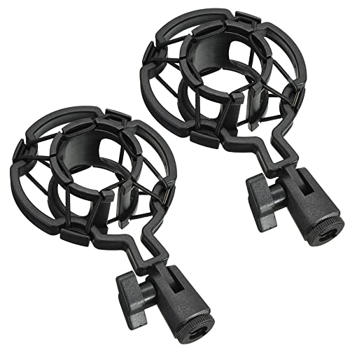 ThtRht 2 Pack Microphone Shock Mount Condenser Mic Shockmount Holder Anti-Vibration Studio Live Broadcast Clip Shock Proof Spider Stand 3/8 / M16 Thread Radio Studio Sound Recording Bracket
