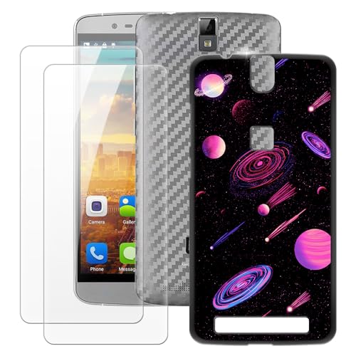 MILEGOO Elephone P8000 Case + 2PCS Screen Protector Tempered Glass, Ultra Thin Bumper Shockproof Soft TPU Silicone Cover for Elephone P8000 (5.5”)