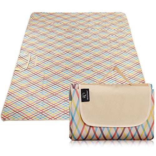 REDCAMP Extra Large Picnic Blanket Waterproof Sandproof, Durable Oxford Foldable Picnic Mat Outdoor Blanket for Lawn Park Beach Travel, Yellow 79'x77'