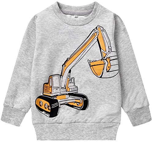 Akyzic Baby Boys Sweatshirts Excavator Long Sleeve Crew Pullover Digger Shirts Toddler Kids Winter Warm Christmas Sweater Tops 4t /110