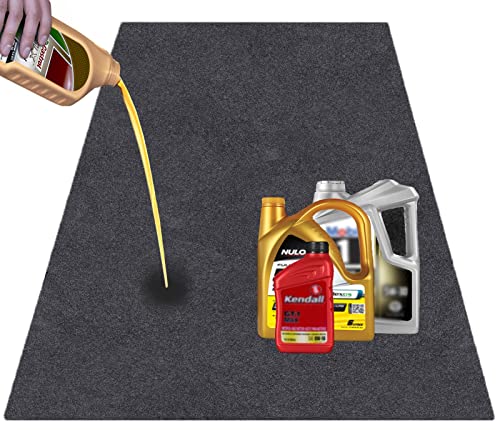 36X60 Iches Garage Floor Mat for Under Car Waterproof Rubber Backing Layer Absorb Liquid Oil Drip Pan Includes Double-Sided Glue Not Blown Away Protects Floor from Spills Drips Splashes Stains