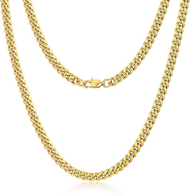 Gold Chain for Mens Hip hop Rapper Necklace 6MM 22inch Daily Neck Chain Mens Gifts for Dad