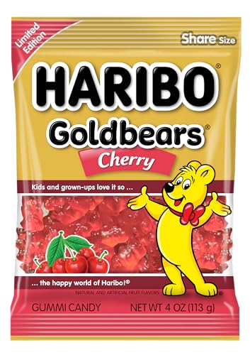Haribo Gummi Candy | Goldbears Single Flavor Limited Edition | Cherry, 4 oz. (Pack of 12)