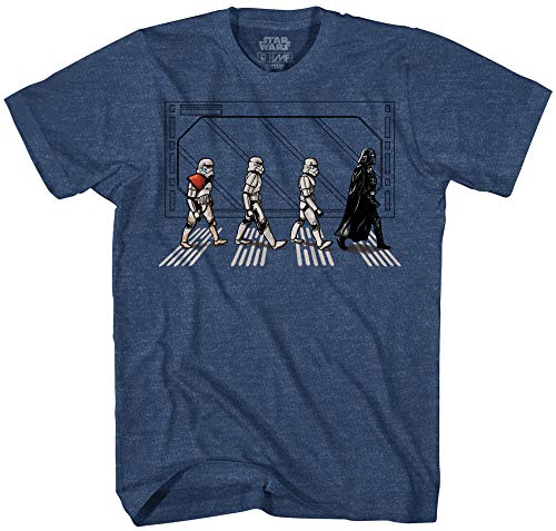 STAR WARS Death Star Road Stormtrooper Crossing Mens T-Shirt (X-Large, Navy Heather)