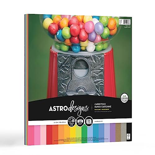 Astrodesigns/Creative Collection Starter Kit Cardstock, 12' x 12', 65 lb/176 gsm 18-Color Assortment, 72 Sheets (46408-03)