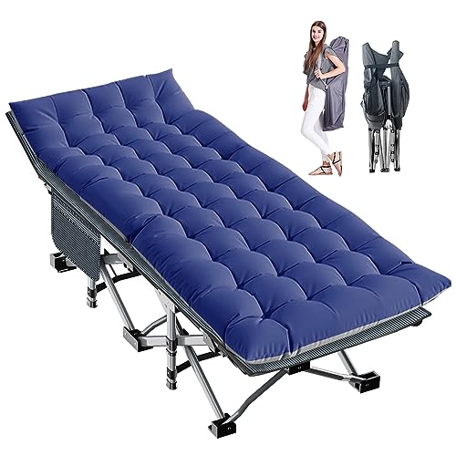 LILYPELLE Folding Camping Cot, Heavy Duty Sleeping Cots with Carry Bag, Double Layer Oxford Portable Travel Camp Cots for Home, Office Nap and Outdoor Beach