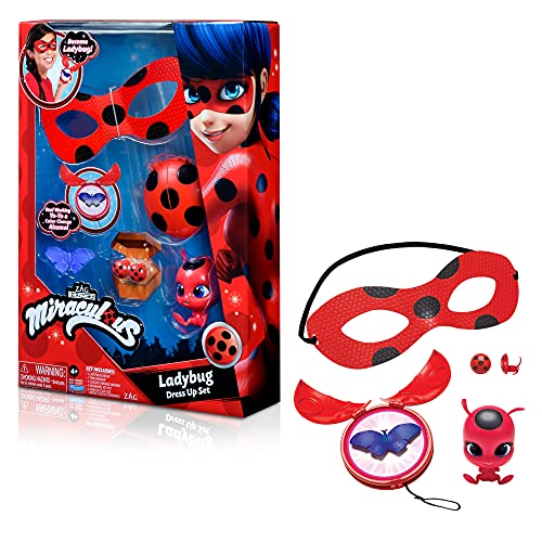 Miraculous girls female Ladybug Dress Up Set with Yoyo, Color Change Akuma, Tikki kwami, mask and Earrings by Playmates Toys For 4+ Years With Action Figure