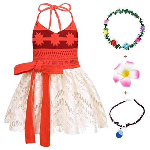 Jurebecia Princess Costume for Baby Girls First Birthday Party Toddler Kids Backless Dress Cosplay with Flower Clip Necklace Headband Size 2T