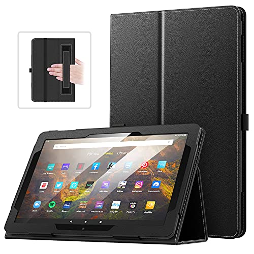 MoKo Case Fits All-New Amazon Kindle Fire HD 10 & 10 Plus Tablet (13th/11th Generation, 2023/2021 Release) 10.1' - Slim Folding Stand Cover with Auto Wake/Sleep, Black