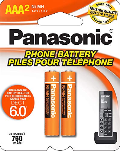 Panasonic HHR4DPA Genuine AAA NiMH Rechargeable Batteries for DECT Cordless Phones, 2 Pack,Orange