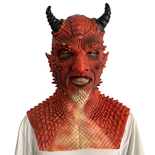 Diablo Belial Latex Mask Red Demon Devil Satan Paw Gloves Halloween Cosplay Costume Props (Mask)