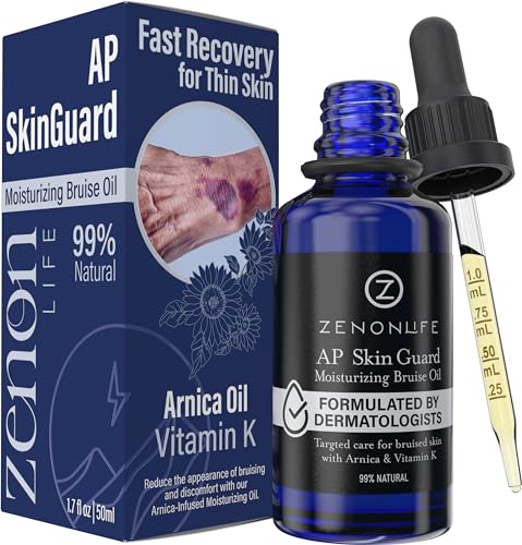 ZENON LIFE Arnica Oil Bruise Oil Ultra-Concentrated Vitamin K; Glide-on Non-Sticky Alternative to Bruise Cream. Fast Recovery for Thin Skin, Bruise & Post-Surgery Recovery - Arnica Cream Alternative