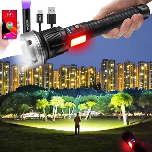 VASTFIRE Rechargeable Flashlights High Lumens 2000000 Zoomable 2023 Best Floodlight Spotlight Light Lanterns World Brightest Flashlight Outdoor Power Outage