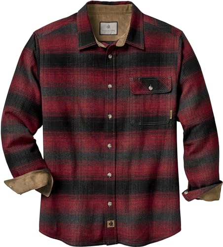Legendary Whitetails Men's Buck Buck Camp Flannel Shirt, Long Sleeve Plaid Button Down Casual Shirt for Men, with Corduroy Cuffs, Fall & Winter Clothing, Cabin Fever Plaid, X-Large