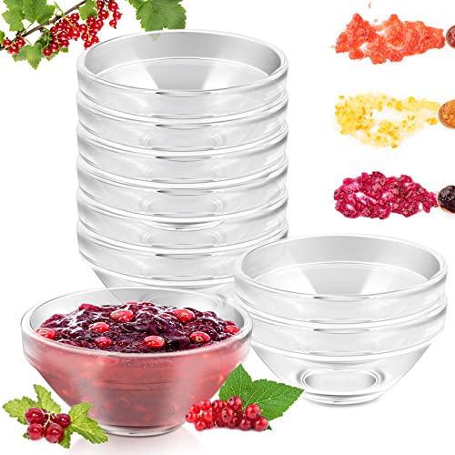 Vmiapxo 10 Pack 3' Clear Glass Bowls, Mini 2.5oz Stackable Small Prep Bowls Portion Dishes Serving Bowl for Dessert Snack Spice Sauce Tasting