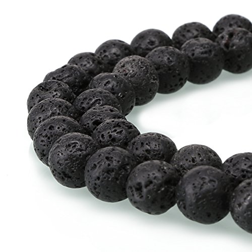 BRCbeads Black Lava Gemstone Loose Beads Well Polished Round 8mm Crystal Energy Stone Healing Power for Jewelry Making