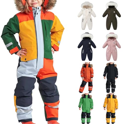 Aboser Cyber Monday Sales One Piece Snowsuit Ski Suits Jumpsuit Waterproof Windproof Snowsuits Winter Warm Outdoor Jackets Coats with Fur Hood Women's One Piece Ski Suits