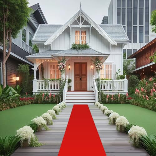 EZLucky Red Carpet Runner for Party, 2X15 ft, 130GSM Felt Non-Woven with Double-Sided No Traces Adhesive Sticke, Aisle Runner for Wedding, Movie Theme Party Decos, Pink Runway Rug for Prom