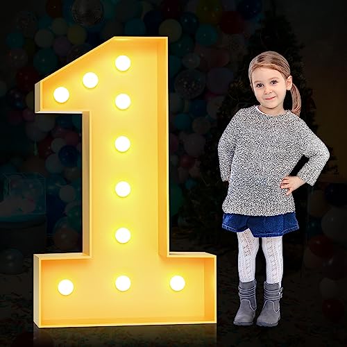 YOSWPP 3FT Large Marquee Light Up Letters Numbers Giant Mosaic Balloon Frame DIY Kit Alphanumeric Birthday Party Decor,Wedding Backdrop Decoration Anniversary Foam Board (1, 3FT) (LED-34FT)