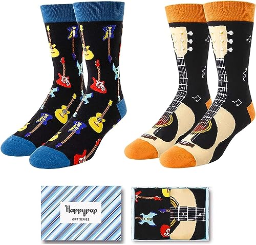 Zmart Heavy Metal Gifts Music Gifts for Bass Guitar Players Teachers, Guitar Gifts for Men Women Teen Unique, Funny Socks Guitar Lovers Gifts 2 Pack