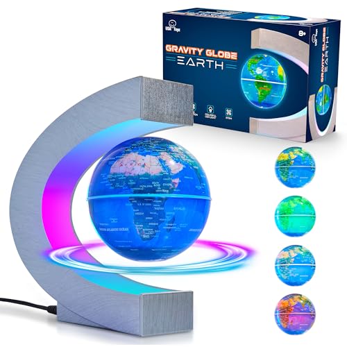USA Toyz Gravity Globe Earth Ball and C Frame Set - Magnetic Levitating Globe Lamp with Multicolor LED Lights, Spinning Rotating Floating Globe for Desk, Stand Compatible with USA Toyz Gravity Planets