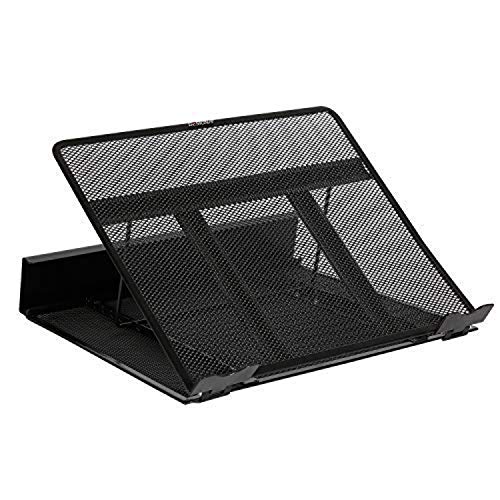 DESIGNA Metal Mesh Ventilated Adjustable Laptop Stands Computer Notebook Holder Stand Riser Compatible with Apple MacBook Air Pro Dell XPS HP Samsung Lenovo More Laptops up to 19'- Black