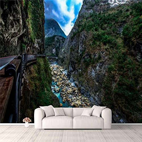 3D Wallpaper River Scene at Taroko National Park Self Adhesive Bedroom Living Room Dormitory Decor Wall Mural Stick and Peel Background Wall Ceiling Wardrobe Sticker