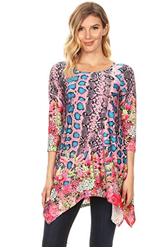 white mark Women's Marlene Tunic Top Teal/Pink