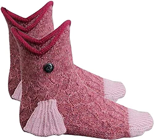 Yuemengxuan Knitted Crocodile Socks 3D Animal Socks Novelty Knitting Shark Fish Socks Fun Christmas Gift to Kids Adults (One Size, Fish)