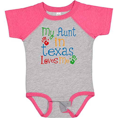 inktastic My Aunt in Texas Loves Me Baby Bodysuit 6 Months Heather and Hot Pink 339a3