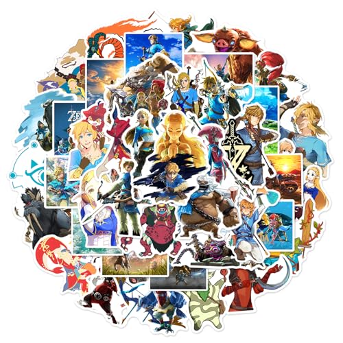 50pcs The Legend of Zel-da Stickers Vinyl Waterproof Stickers for Laptop, Hydro Flask Water Bottle Car Cup Guitar Computer Skateboard Luggage Bike Bumper, Kid Gift (50Pcs)