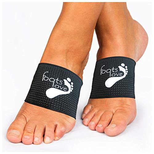 Foots Love - Discover How to Stop Arch Pain. Compression Plantar Fasciitis Brace- Copper Arch Support Sleeves. Stop Pain in Feet Hips and Back