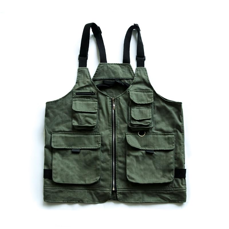TOFUNTOY Apron Vest Outdoor Camping Vest Multifunctional Work Apron with Pockets, Fishing Vest Cooking Apron Barbeque Apron Woodworking Apron for Men