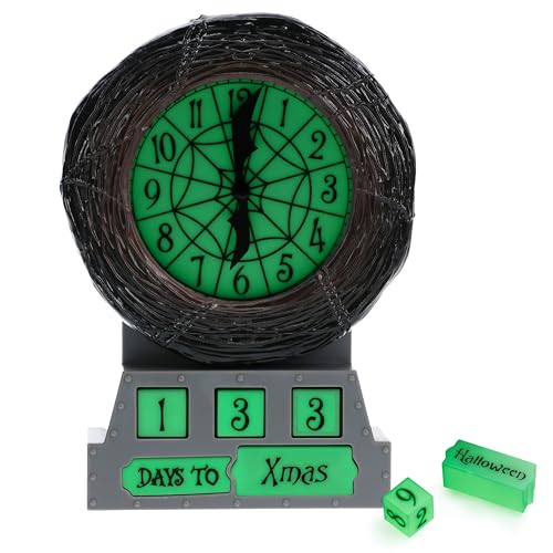 Paladone Disney Nightmare Before Christmas Countdown Alarm Clock - Glow in The Dark - Festive Decoration for Halloween and Christmas - Spooky Home Decor