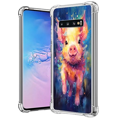 DAFEI Transparent Phone Case for Samsung Galaxy S10e with Pig-aa14 Pattern Clear Four-Corner Airbag Reinforced Anti-Scratch and Shock-Proof Protective Phone Cover